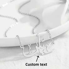 Customized Arabic Name Necklace, Personalized Stainless Steel Arabic Text Necklace, Retro Classic Arabic Style Necklace, Women's Fashion Jewelry, Language Limited To Arabic