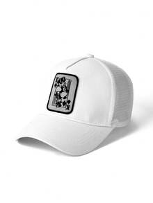 1 Piece Poker Embroidery Trucker Hat, Unisex Casual Outdoor Sun Protection Fitted Cap - Mesh Hat (trucker Hat) - View 5