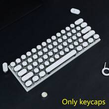 104 Keys Full Size Keycaps With Numeric Keypad, Retro Steampunk Typewriter Style Round Electroplated Keycaps In Black, White, Pink, Blue, Lipstick Red, Translucent Characters, Compatible With MX Switches, 6.25U Spacebar Size, Suitable For 61/87/104/108 Keys Mechanical Keyboards, Comes With Keycap Puller Tool (Keycaps Only, Keyboard Not Included)