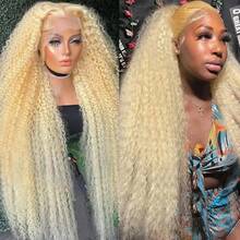 200% Density 30 Inch 13x4 Blonde 613 Deep Wave Transparent Lace Frontal Wig 13x4 Brazilian Wet And Wave Deep Curly Human Hair Wig For Women Halloween Season - S613 - 查看 5