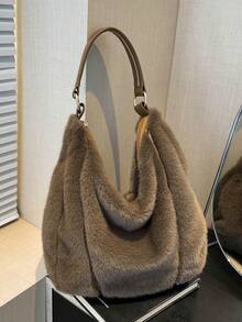 新款时尚百搭简约纯色复古软皮月牙形大容量手提包单肩包小众高端休闲日常学院风购物轻薄奢华韩版度假旅行斜挎包女 - 彩色 - 查看 14