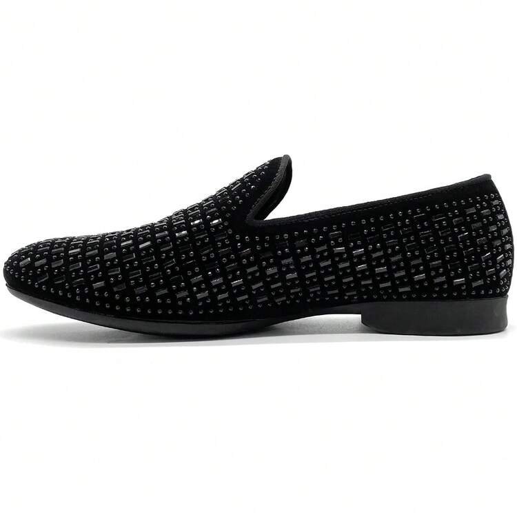 Men's Pointed Toe Rivet Dress Shoes Glitter Modern Metallic Slip On Loafers Plus Size-20256688 - 紫色 - 查看 11