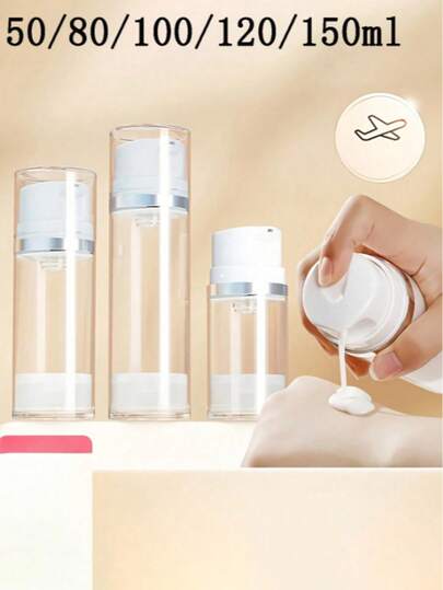 زجاجة موزع شفافة قابلة لإعادة التعبئة بمضخة تفريغ، حاوية تجميل للسفر للكريمات والسيروم والشامبو، مناسبة للرحلات التجارية والأنشطة الخارجية، رائعة للهالوين وعيد الميلاد