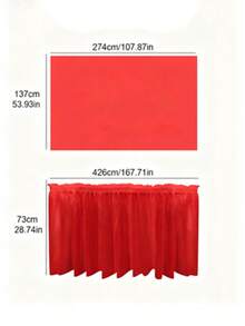 1 طقم تنورة طاولة قابلة للتخلص منها، تنورة طاولة زخرفية ملونة/للزفاف مقاومة للماء، طقم أدوات المائدة الحمراء لرأس السنة الجديدة، مفرش طاولة احتفالي أحمر لرأس السنة الجديدة، تنورة طاولة احتفالية حمراء
