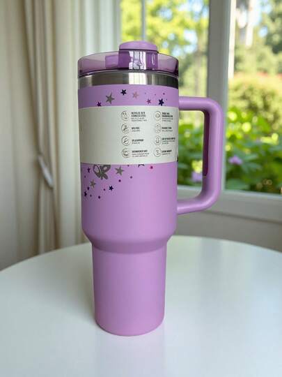 Copo de frutas H2.0 de 40 oz para isolamento e resfriamento, copo com alça, garrafa de água de aço inoxidável com parede dupla e isolamento a vácuo, copo portátil premium para verão, caneca de viagem, copo de café gelado para acampamento ao ar livre, caminhadas, direção, viagens, ideia de presente perfeita