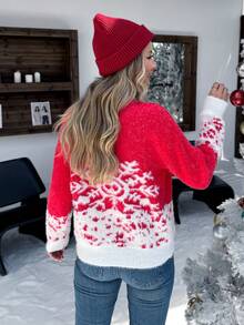 Women's Christmas Outfit, Comfortable And Romantic Vintage-Modern Casual Wear For Christmas Party, Commute, Office, Teacher, Pullover Sweater, Crew Neck, Everyday, Holiday, Vacation, Office, Date, Photoshoot, Street, Travel, Spring, Autumn, Winter, Early Autumn, Autumn/Winter