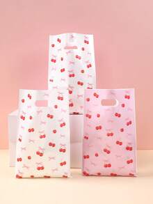 10/25/50 piezas Bolsas de regalo con estampado de lazo de cereza, bolsas de embalaje de regalo, bolsas de tela, bolsas de regalo con patrones diferentes en el frente y la parte trasera, bolsas de almacenamiento, bolsas de fiesta de color rosa con lazo, decoraciones de cumpleaños rosa, suministros de boda, obsequios para despedida de soltera, decoraciones para baby shower, suministros para fiesta de revelación de género, decoraciones de cumpleaños con lazo, decoraciones con lazo rosa, suministros para fiestas festivas - Multicolor - Ver 5