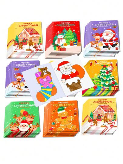 Livro de colorir com 6 desenhos natalinos para grafite, incluindo Papai Noel, boneco de neve, biscoito de gengibre e casinha. Ideal para festas de Natal, jogos casuais, decoração de mesa e projetos DIY. Perfeito para decorar sua festa de Natal e Ano Novo de 2026. Lembrancinha para festa!