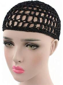 Women Soft Rayon Snood Hat Hair Net Crocheted Hair Net Mix Colorshalloween - 庫菲黑色-2件 - 查看 2