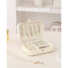 Plush Velvet Travel Jewelry Box, Portable Jewelry Women Girls, Double Layer Jewelry Organizer Display Box Necklace Earring Rings Bracelet, Travel Accessory Gifts, Pink