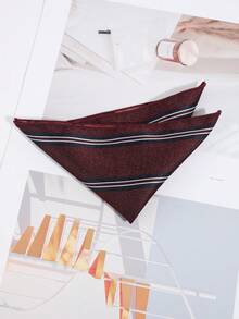 1pc Men's Fashionable Minimalist Striped Pattern Pocket Square Handkerchief, Suit Accessory Suitable For Party, Banquet, And Daily Wear