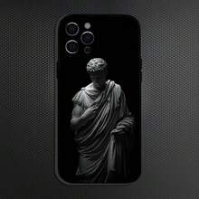Funda de Teléfono de Escultura Griega Antigua Compatible con  16,15,14,13,12,11 Plus, Pro Max, Funda Negra de Silicona Suave, Funda Compatible con  17,  17 Pro,  17 Pro Max - z4 - Ver 11