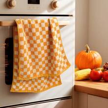 Jacquotha Soft Hand Towels 4 Pack, Orange Checkered Kitchen Towels Set, Decorative Bathroom Fall Decor 13x29 Inches2025 - Đỏ - Xem 9