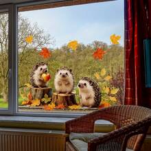 1 Pc 1 Hedgehog, Bunny, And Maple Leaf PVC Sticker - Autumn Forest Pattern, Self-Adhesive Removable Wall Decal, Easy To Remove And Apply, Suitable For Modern Home Decor, Bedrooms, Living Rooms, Balconies, Or Window Displays, Decorative Window Stickers, Modern Style, Durable Stickers, Home Decor Stickers To Brighten Up Your Life, Wall Decor Room Decor Wall Stickers Wall Sticker