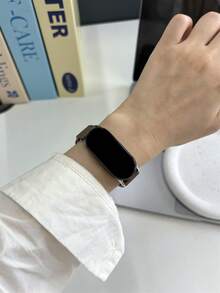 适用于小米手环 8/9/10/NFC 的皮革表带，男女通用 - 褐色 - 查看 2