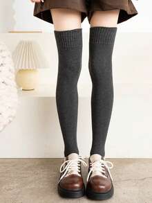 1 Pair Of Women's Padded Terry Thigh High Socks Warm Warm Stockings Multicolor Autumn And Winter, Cozy Socks