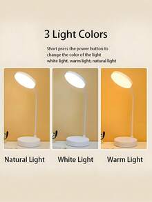 1pc LED Desk Lamp, USB Powered, 3 Dimming Levels, 3 Color Modes, Eye-Caring, 360° Rotation, Suitable For Study Room, Bedroom, Living Room, Office, Learning Or Reading, Office Supplies - White - View 12
