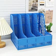 Organizador de escritorio multifuncional de 4 niveles para archivos A4, caja de almacenamiento de suministros de oficina - Multicolor - Ver 3