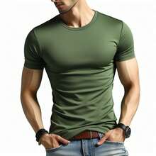MIL200FIT Men T-Shirts - Army Green - View 3