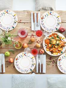 8pcs White Paper Plates, White & Colorful Polka Dot Party Plates, Disposable Tableware, Disposable Paper Plates For Cake, Dessert, Bread, Suitable For Wedding, Birthday Party, School Party Decor, Outdoor Picnic, Christmas Dinner