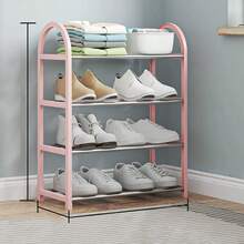 4-Tier Simple Multi-Layer Steel Pipe Shoe Rack, PET Material, Student Dorm Small Shoe Rack, Shoe Cabinet, Children's Shoe Rack, Storage Rack, Helpful For Storing Shoes. - Multicolor - View 5