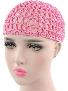Women Soft Rayon Snood Hat Hair Net Crocheted Hair Net Mix Colorshalloween - 庫菲粉紅色-2件 - 查看 7