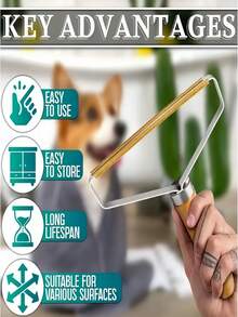 1 包温和宠物毛发去除刷，适用于猫和狗，有效去除宠物毛发、沙发地毯床毛发刮刀、去除衣服毛发 - 卡其色 - 查看 9