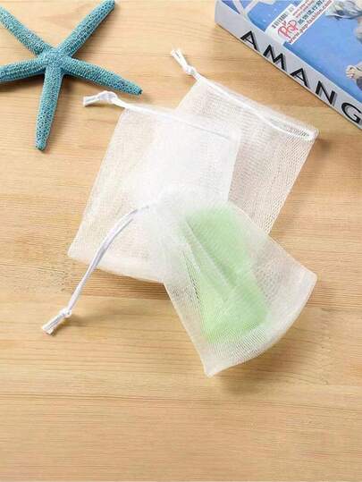 20个装肥皂泡网，白色肥皂袋，家居卫浴装饰，夏季身体清洁工具，便携式旅行配件，可重复使用