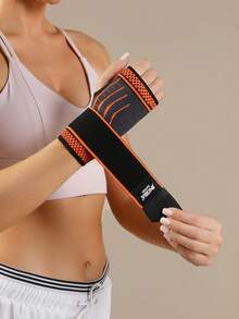 JINGBA SUPPORT 1pc Breathable Knitted Wrist Sleeve - Adjustable Hand Protection, Suitable For Weightlifting, Cycling And Various Sports, Unisex - Orange - View 8