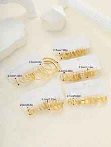 12-60 件银质女士耳环套装 - 优雅仿珍珠耳环，适合日常佩戴、办公室时尚和特殊场合 - 金黃色 - 查看 5