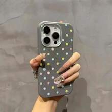 Full Screen Colorful Polka Dot Case for  14/13 Pro Max/12 Pro/Soft Case 11/XR/XS Max/XS/7/8 Plus Shockproof 15/16 Pro Leather Texture Phone Case - Schwarz - Übersicht 6