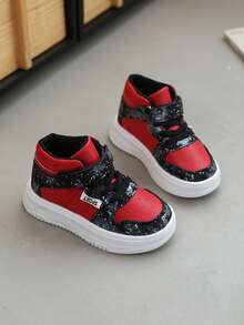 儿童高帮运动鞋，新款秋季时尚运动鞋，韩版男童休闲运动鞋，女童及婴儿白色鞋，婴幼儿运动鞋 - 酒紅色 - 查看 6