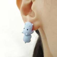 Cute Women Animal Stud Earrings Girl Gift Fashion Cartoon Animal Elements Dinosaur Hippo Little Dog Whale Funny Earrings Jewelry Accessories - 樣式 6 - 查看 3