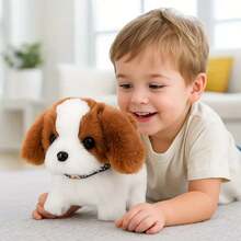 The Latest Intelligent Electric Plush Dog Toy, Simulated Interactive Puppy Barking And Wagging Its Tail, Soft And Skin-Friendly Material, Baby Thanksgiving Christmas Early Childhood Education Fun Entertainment, Creative Holiday Gift - Brown - View 3