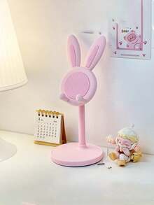 1pc Plastic Rabbit Shaped Adjustable Slouchy Phone/Tablet Holder, Versatile Desk Stand Organizer, Simple Design, Suitable For Tablets, Smartphones, Live Streaming