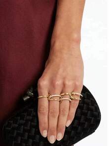 GAGAFEEL This Fashionable And Lightweight 925 Sterling Silver 4-Ring Interlocking Ring Set, Inlaid With Sparkling Cubic Zirconia, Is Suitable For Women's Daily Wear And Party Attire, Making It An Ideal High-Quality Jewelry Gift. - Gold - View 10