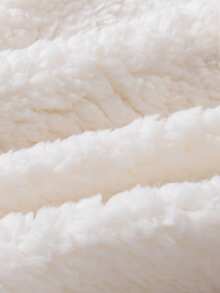 1pc Newborn Baby Hooded Romper, Soft Plush Fabric, Dual-Zipper & Button Design, Cute Bear Style, Long Sleeve Footed Jumpsuit, Comfortable For Infant