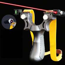 1 件高精度专业户外弹弓，带可调瞄准器，适合成人练习和娱乐，便携式弹弓（橡皮筋颜色随机）