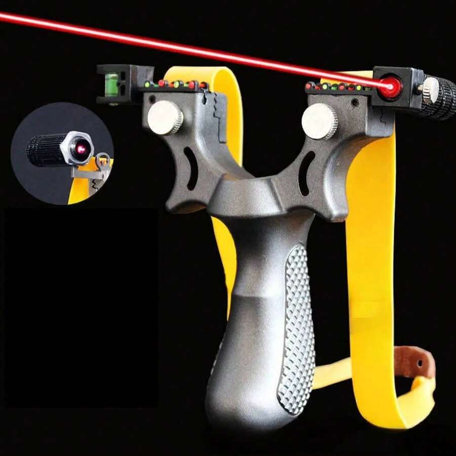 1 件高精度专业户外弹弓，带可调瞄准器，适合成人练习和娱乐，便携式弹弓（橡皮筋颜色随机）