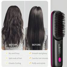 Mini Hair Straightener Brush, Straightening Comb, 20s Fast Heating, Automatic Constant Temperature, Reduce Hair Damage