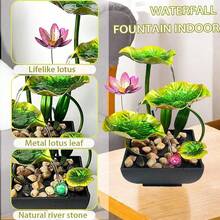 Tabletop Fountain, Waterfall Water Feature, Tabletop Ornaments, USB Powered, Flowing Waterfall Decoration, Suitable For Placement On Desktops,Desks, Gardens, Bedrooms, Living Rooms, Outdoor Zen Table Decorations Or Porches, Etc. - 綠色 - 查看 3
