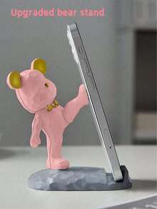 1 个可爱手机支架，卡通熊形手机支架，兼容手机和平板电脑，适用于办公桌面、床边、客厅、书房、卧室、礼品、学校用品、返校 - 粉紅色踢腿熊 - 查看 7