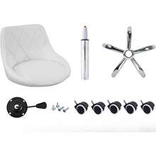 Office Computer Desk Chair Mid Back PU Leather Height Adjustable Swivel Modern Task Chair Home Vanity Chair Drafting Work SPA Salon Stools With Wheels (White) - White - View 6