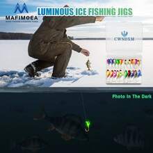 MAFIMOEA 20-22 piezas Juego de señuelos de pesca de hielo mini que brillan en la oscuridad, el mejor accesorio para la pesca de invierno, adecuado para la trucha, el bajo y los peces de agua dulce