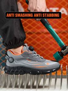 男女通用工业建筑工作鞋，宽楦钢头鞋，旋转纽扣新款舒适工作鞋，户外运动徒步鞋，建筑工地轻便透气工作鞋，男女通用（请测量脚长，根据中国尺码选择尺码）
