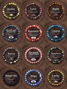 1pc Natural Crystal Stone Bead Bracelet(There Is No Middle Stone) - Multicolor - View 2