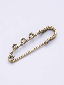 5pcs 3-Hole 5cm Iron Large Safety Pins, Can Be Used For Finished Brooch Making Christmas Gift