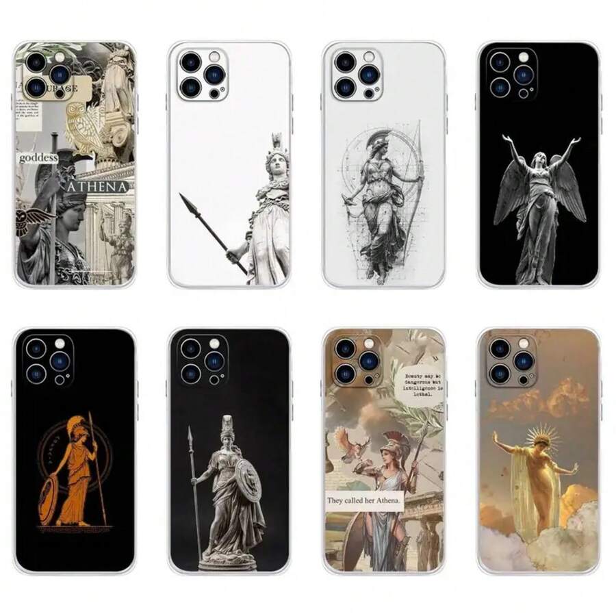 Funda de Teléfono Abstracta Mitología Griega Atenea Compatible con 16,15,14,13,12,11 Plus,Pro,Max,XR,XS,Plus,E,Mini Cubierta Transparente Suave, Cubierta Compatible con Funda 17, Funda 17 Pro, Funda 17 Pro Max - z4 - Ver 1