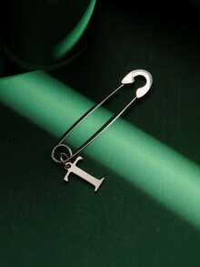 1pc Fashionable Personalized Exaggerated Stainless Steel 26 English Letters A-Z Pendant Earrings, Paired With Stainless Steel Safety Pin Earrings, Suitable For Men And Women For Daily Wear And Parties