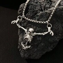 1pc Skull Necklace, Women Pendant Earrings, Stainless Steel Necklace, Halloween Necklace